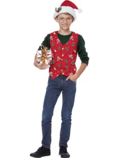Red Christmas Holiday Vest Kids Costume -PARTY SUPPLIES SHOP 00546 vest0