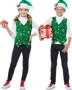 Green Christmas Holiday Vest Kids Costume