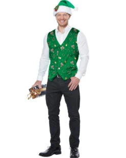 Green Christmas Holiday Mens Vest