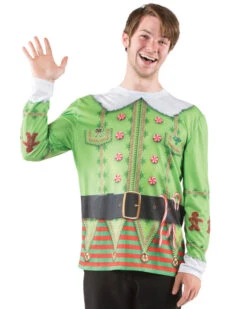Christmas Elf Faux Real Long Sleeve Shirt