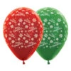 AMSCAN Sempertex 30cm Merry Christmas Snowflakes Metallic Red & Green Latex Balloons, 25PK Pack Of 25