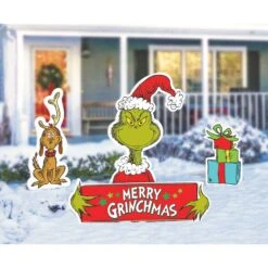 AMSCAN Dr. Seuss The Grinch Merry Christmas Yard Signs