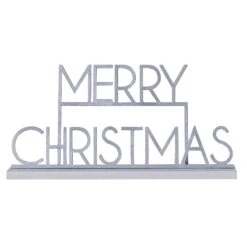 AMSCAN Silver Glitter Merry Christmas Sign