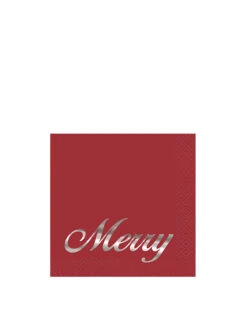 Elegant Red Christmas Foil Stamped Beverage Napkins Pack Of 16