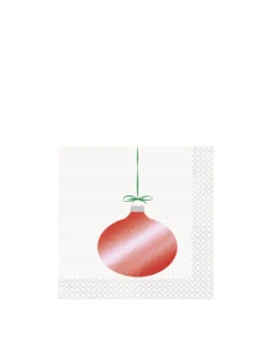 Red Ornament Christmas Beverage Napkins Pack Of 16