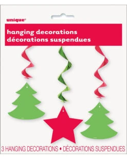 Christmas Tree And Star Hanging Swirl Decorations