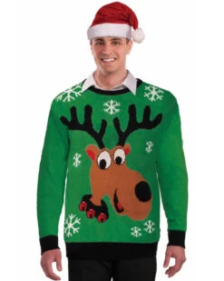 Fun World Ugly Christmas Reindeer Mens Sweater