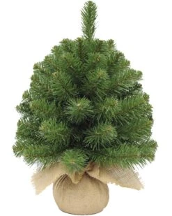 Alpine Spruce Christmas Tree With Burlap Covered Base 46cm