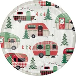 AMSCAN Christmas Campers Lunch Plates Paper 18cm Pack Of 8