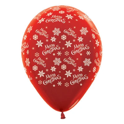AMSCAN Sempertex 30cm Merry Christmas Snowflakes Metallic Red Latex Balloons, 25PK Pack Of 25 3 AMSCAN Sempertex 30cm Merry Christmas Snowflakes Metallic Red Latex Balloons, 25PK Pack Of 25