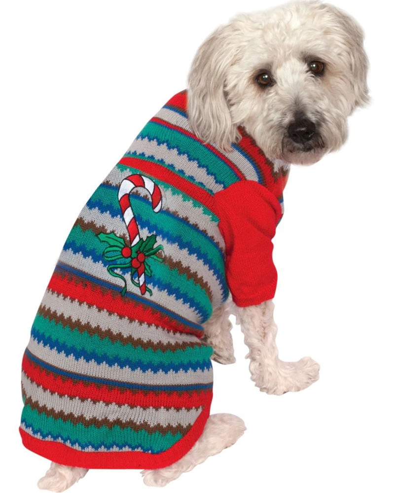 Candy Cane Ugly Christmas Sweater Pet Costume 3 Candy Cane Ugly Christmas Sweater Pet Costume
