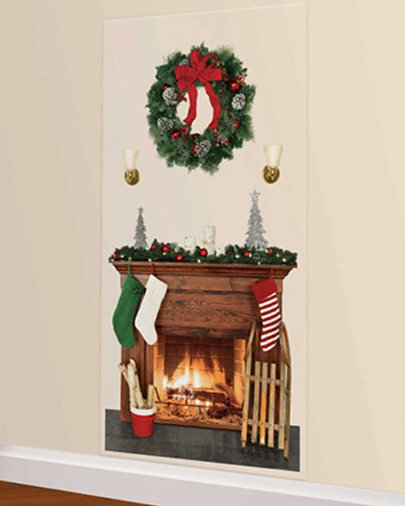 AMSCAN Christmas Fireplace Scene Setters Add On Wall Decoration 3 AMSCAN Christmas Fireplace Scene Setters Add On Wall Decoration
