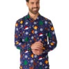 Christmas Icons Blue Suitmeister Shirt -PARTY SUPPLIES SHOP christmas icons blue suitmeister shirt obms1019 main