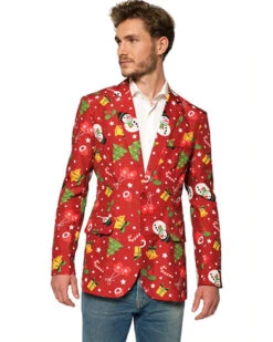 Light Up Red Christmas Icons Mens Suitmeister Jacket -PARTY SUPPLIES SHOP christmas red icons light up mens suitmeister jacket objm0068 4