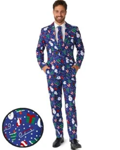 Christmas Snowman Blue Mens Suitmeister