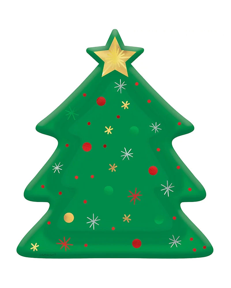 AMSCAN Christmas Tree Shaped 26cm Plate Pack Of 8 3 AMSCAN Christmas Tree Shaped 26cm Plate Pack Of 8
