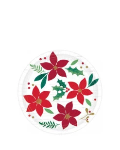 AMSCAN Christmas Wishes Round Paper Lunch Plates Pack Of 8