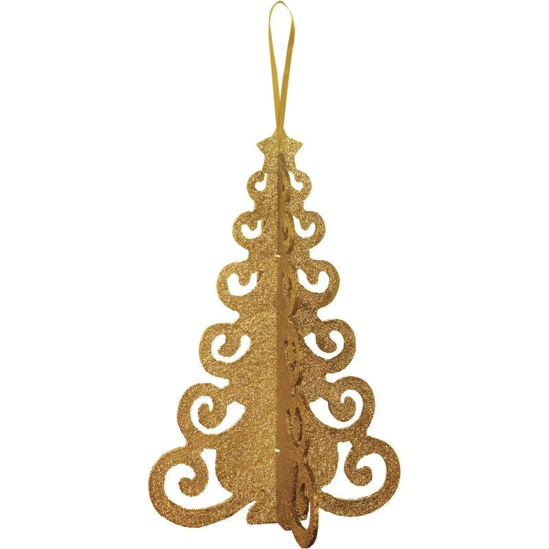 AMSCAN Christmas Tree Gold Glittered 3D Decoration 26cm 3 AMSCAN Christmas Tree Gold Glittered 3D Decoration 26cm