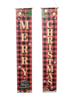Giant Tartan Merry Christmas Banners 1.8m Pack Of 2