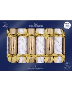 Gold Feather Christmas Crackers Pack Of 8
