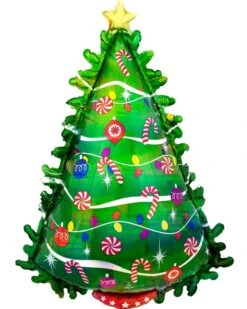 AMSCAN Green Christmas Tree 91cm Holographic Foil SuperShape Balloon