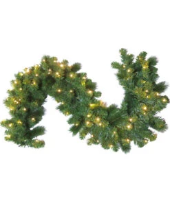 Green Luxe Christmas 140 Tip Garland With 80 Warm White LEDs 1.8m