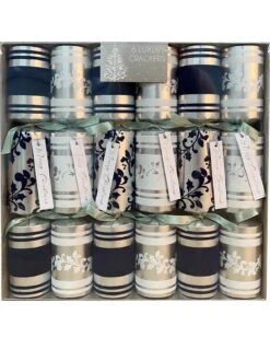 Hamptons Holiday With Ribbon Christmas Crackers Pack Of 6