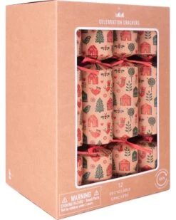 Kraft Red And Green Skandi Christmas Crackers Pack Of 12 -PARTY SUPPLIES SHOP kraft red and green skandi christmas crackers pack of 12 kc0409 2