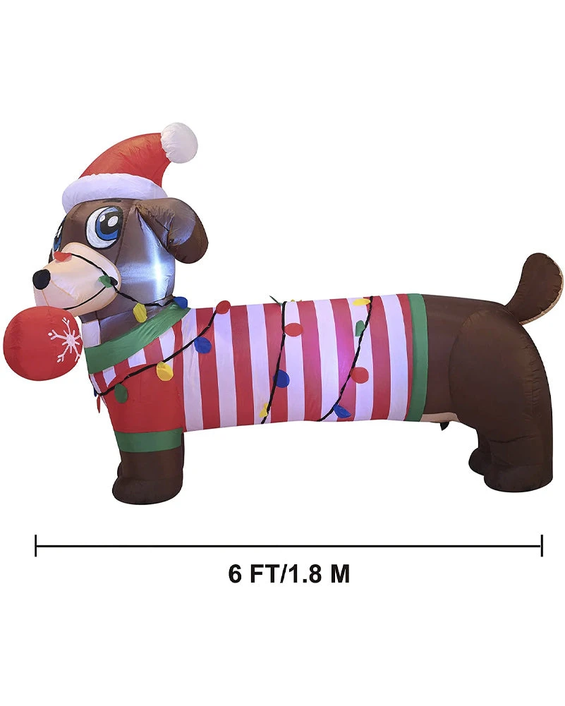 Large Christmas Puppy Lawn Inflatable 1.8m 7 Large Christmas Puppy Lawn Inflatable 1.8m - Image 5