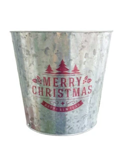 Merry Christmas Iron Plant Pot 21cm