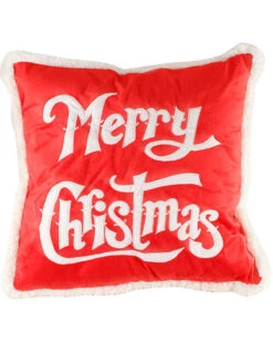 Merry Christmas LED Cushion With Fur Trim 44cm