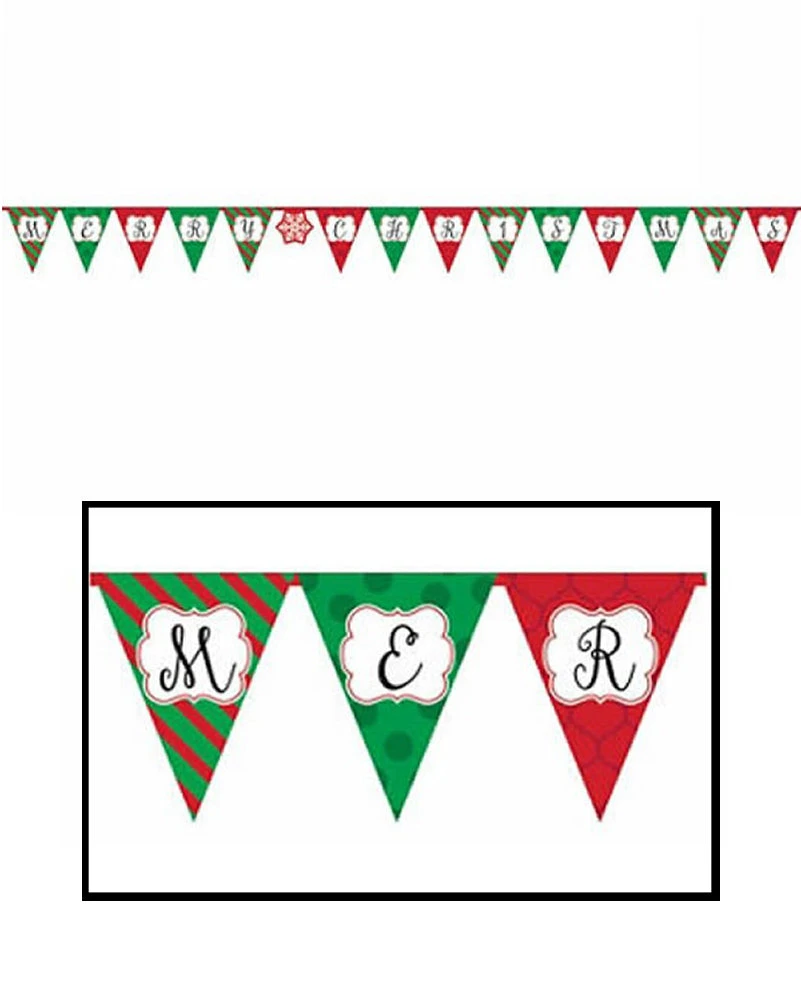 AMSCAN Merry Christmas Paper Pennant Banner 3.82m 3 AMSCAN Merry Christmas Paper Pennant Banner 3.82m