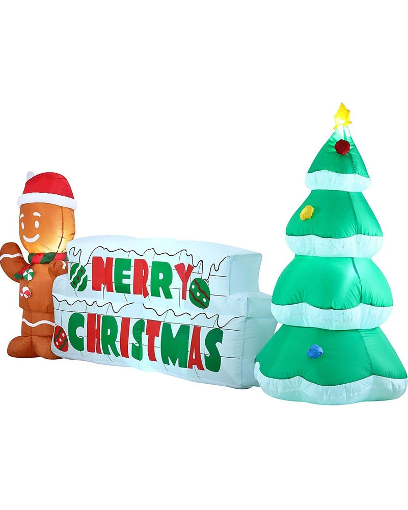 Merry Christmas Sign With Tree And Gingerbread Man Lawn Inflatable 3m 5 Merry Christmas Sign With Tree And Gingerbread Man Lawn Inflatable 3m - Image 3