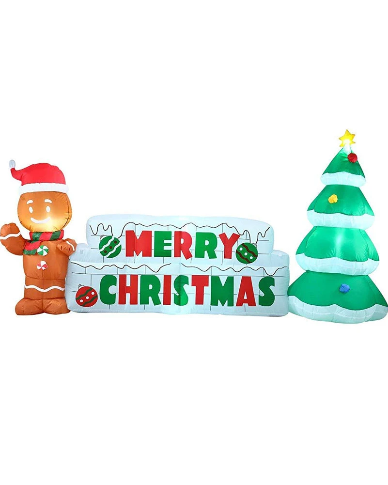 Merry Christmas Sign With Tree And Gingerbread Man Lawn Inflatable 3m 4 Merry Christmas Sign With Tree And Gingerbread Man Lawn Inflatable 3m - Image 2