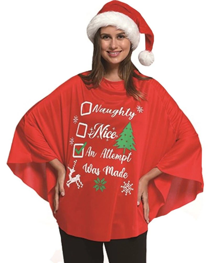 Naughty Or Nice Christmas Poncho 3 Naughty Or Nice Christmas Poncho