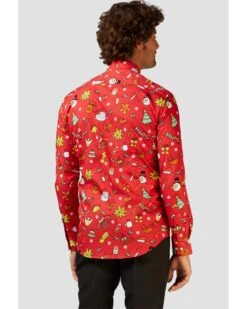Opposuit Christmas Doodle Red Mens Shirt -PARTY SUPPLIES SHOP opposuit christmas doodle red mens shirt ossm0018 3