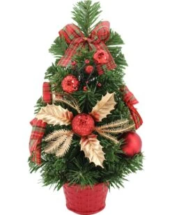 Red Foil Poinsettia Christmas Tree 30cm
