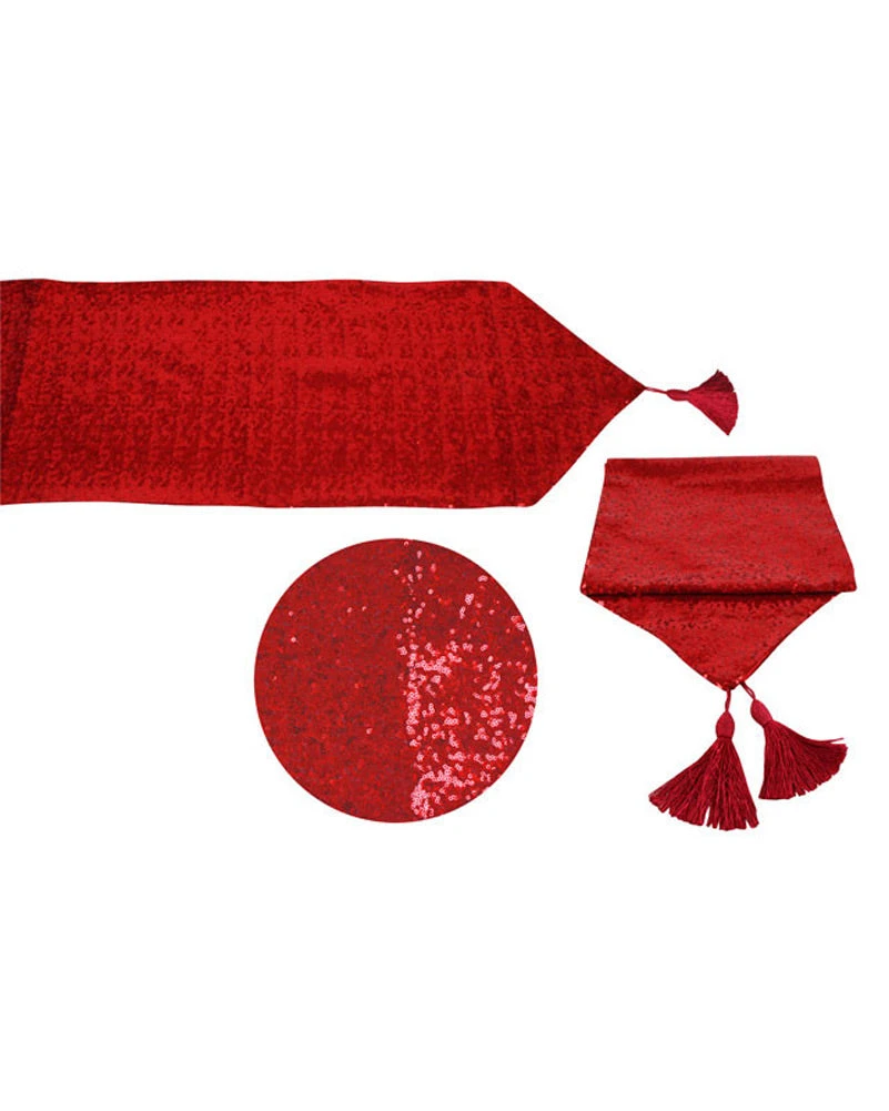 Red Sequin Christmas Table Runner 1.5m 3 Red Sequin Christmas Table Runner 1.5m