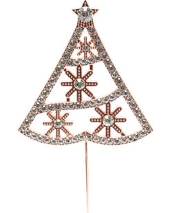 Rose Gold Christmas Tree Diamante Cake Topper