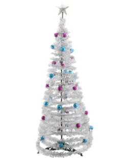 Collapsible Silver Tinsel Christmas 90cm
