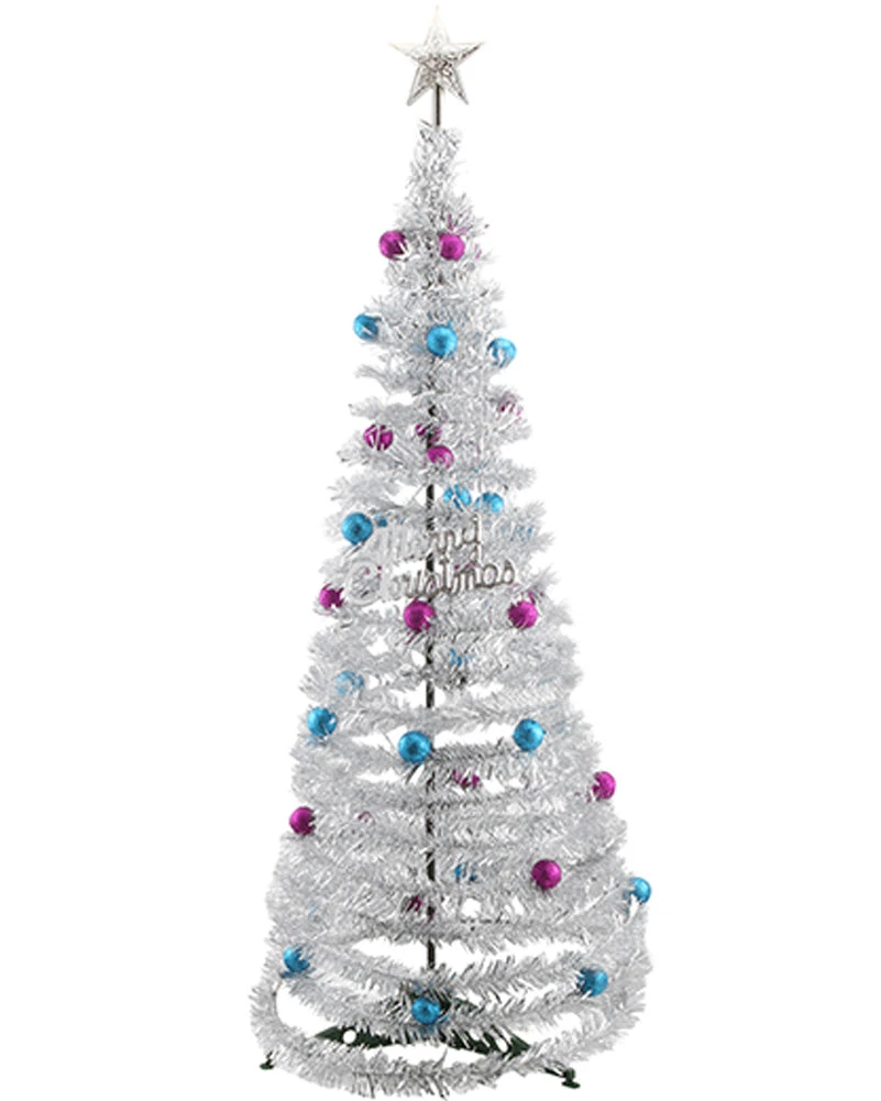 Collapsible Silver Tinsel Christmas 90cm 3 Collapsible Silver Tinsel Christmas 90cm
