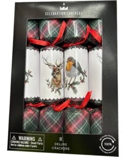 Traditional Tartan Deluxe Christmas Crackers Pack Of 8