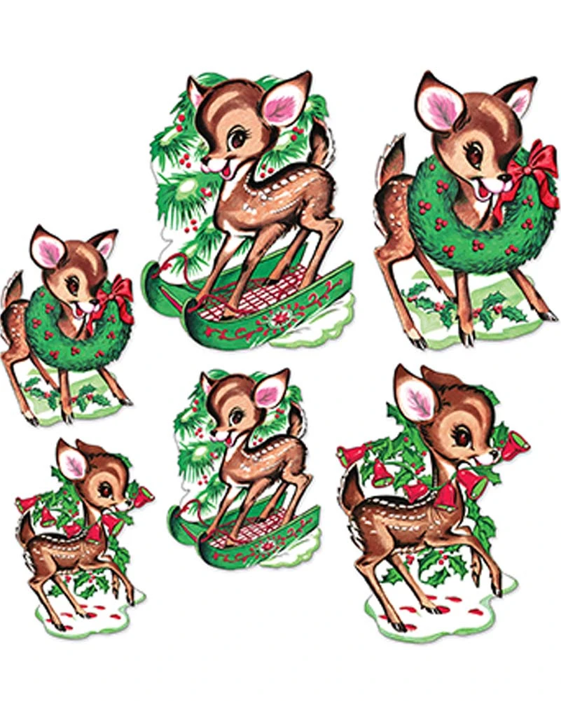 Vintage Christmas Reindeer Cutouts Pack Of 6 3 Vintage Christmas Reindeer Cutouts Pack Of 6