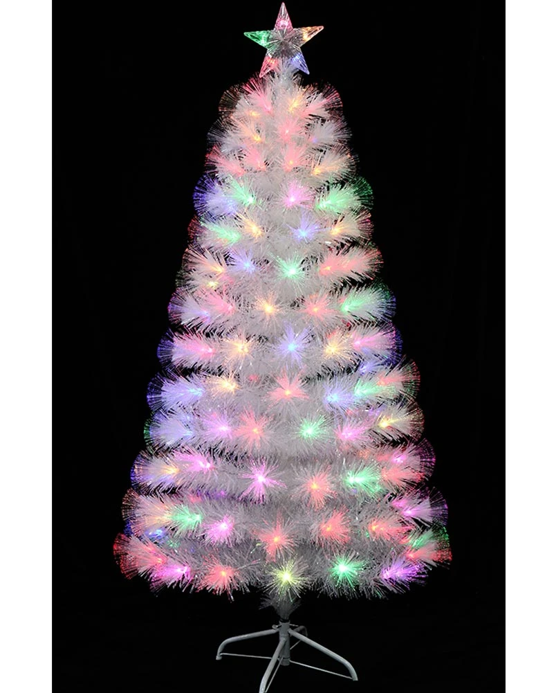 White Christmas Tree Fibre Optics LED With Decorative Flash Rainbow 1.5m 3 White Christmas Tree Fibre Optics LED With Decorative Flash Rainbow 1.5m
